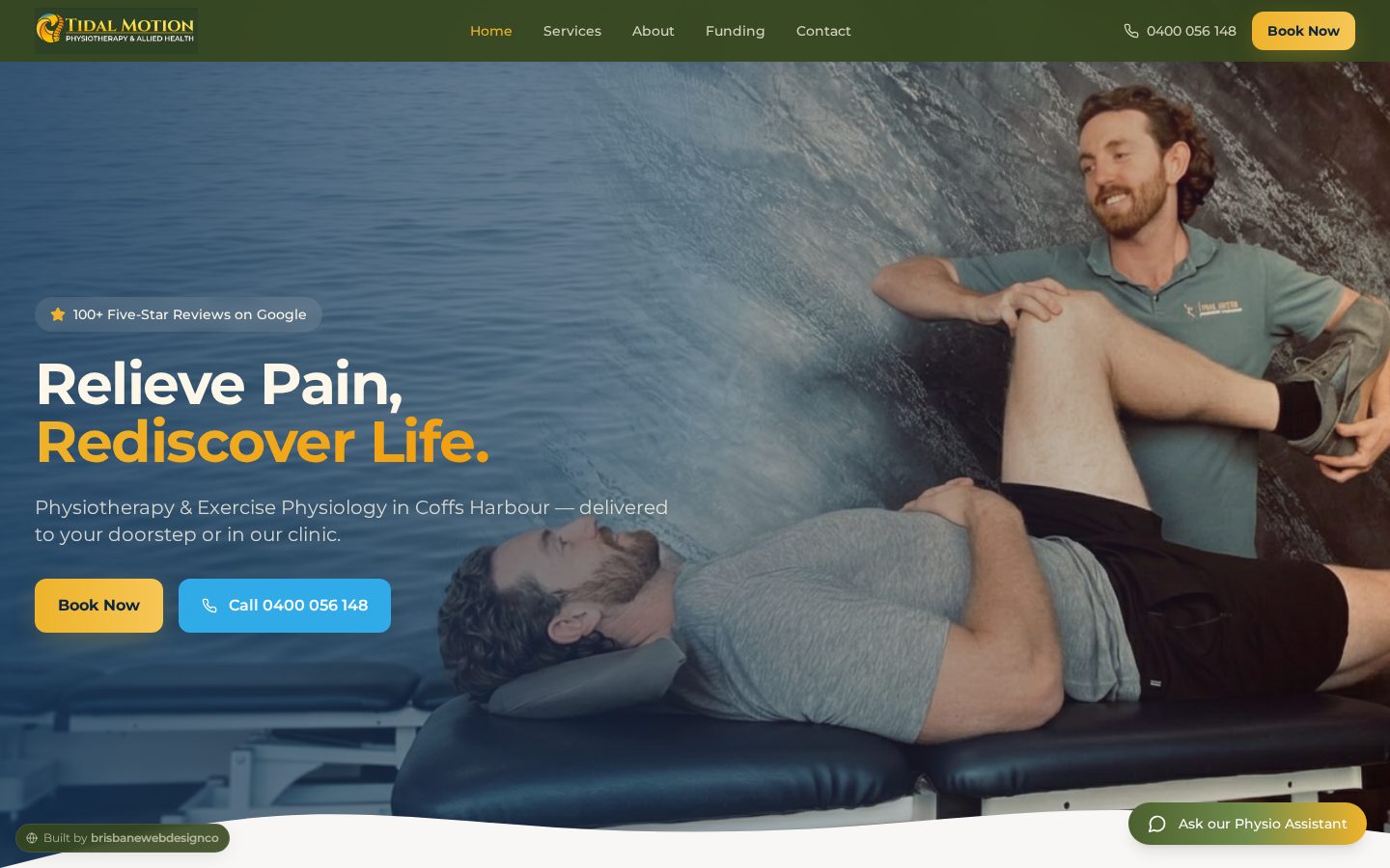 Tidal Motion website homepage designed by Melbourne Web Design Co.