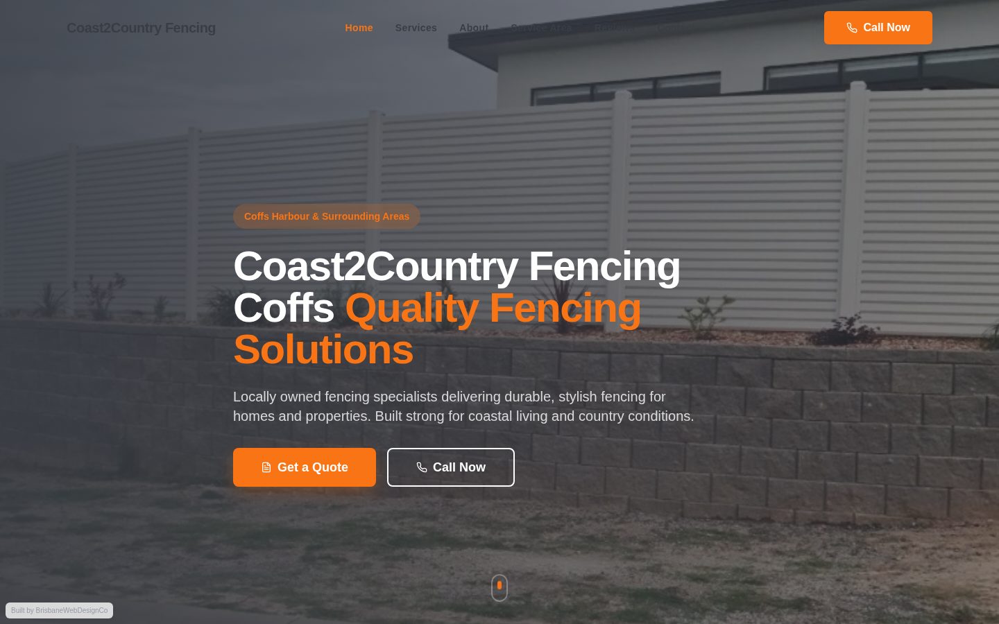 Coast 2 Country Fencing website homepage designed by Melbourne Web Design Co.