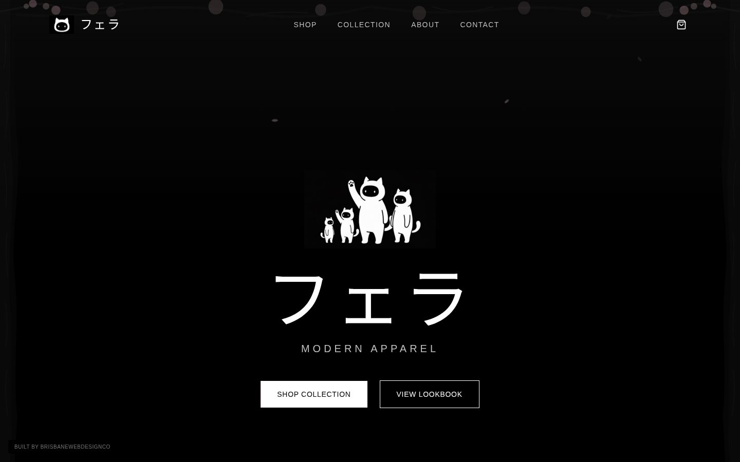 Ferra Clothing website homepage designed by Melbourne Web Design Co.