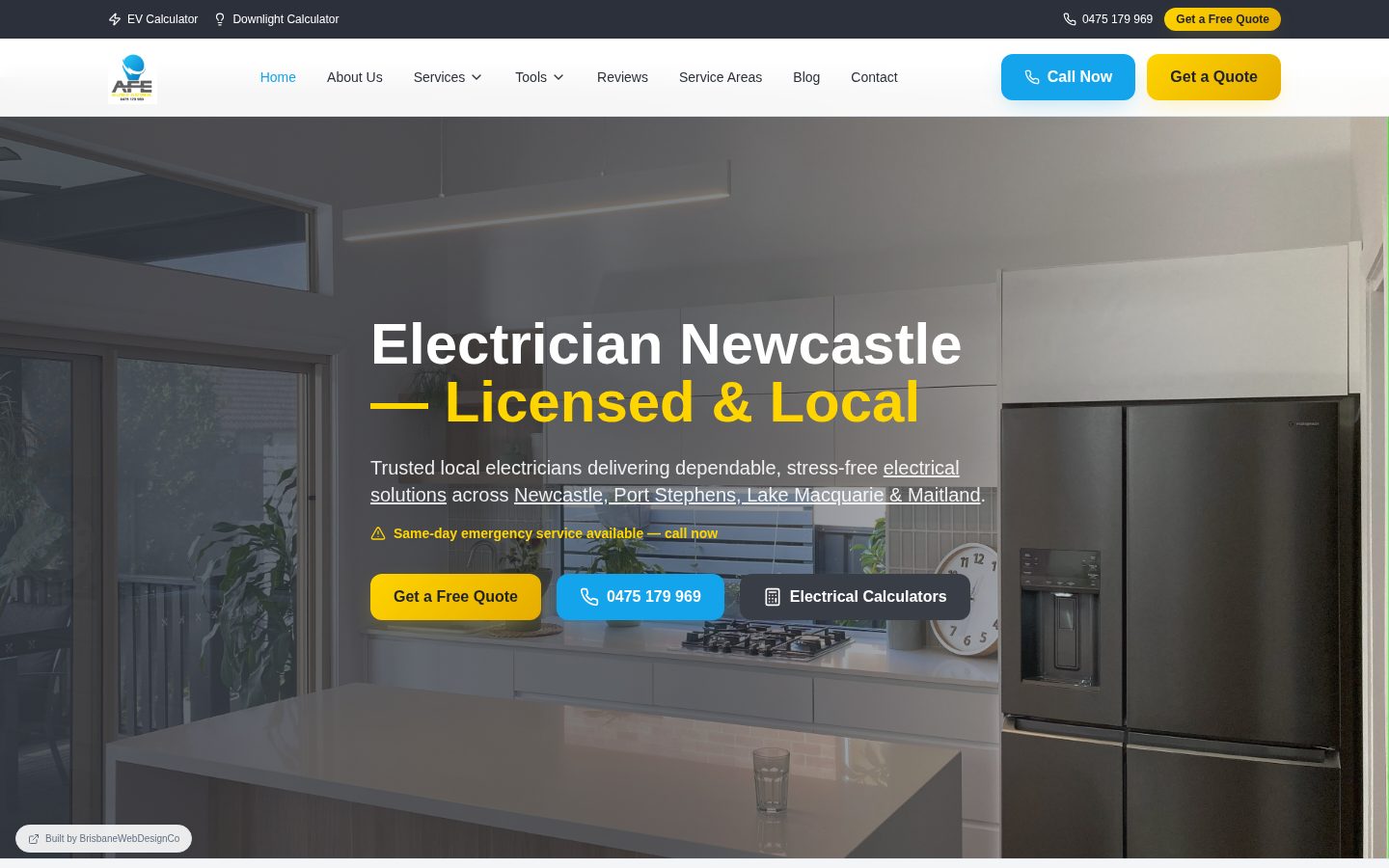 Allfield Electrical website homepage designed by Melbourne Web Design Co.